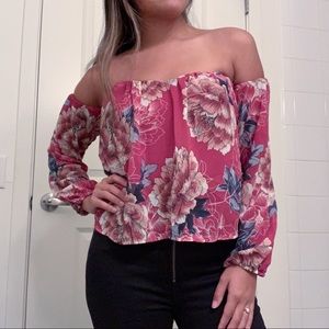 Charlotte Russe Floral Strapless Blouse